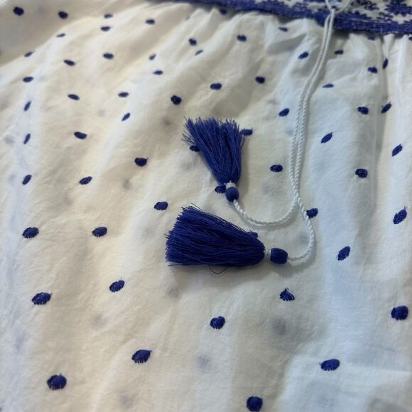 Old Navy Embroidered Swiss Dot Summer Casual Pop Over Blouse, Large - Picture 4 of 10